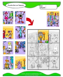 Puzzle Kes Yapıştır Çalışma Sayfaları